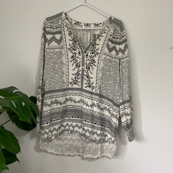 rose + olive Tops - Boho style quarter button up